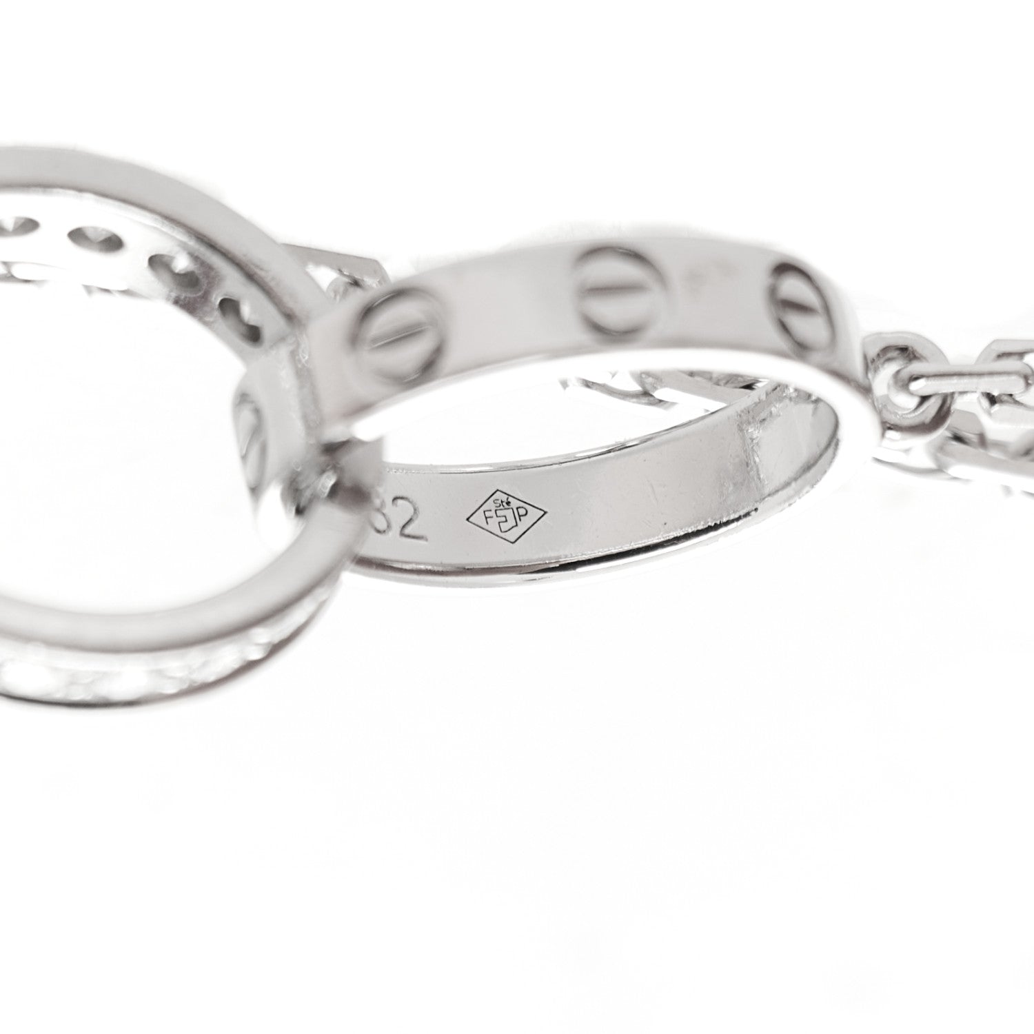 Cartier 18K White Gold Diamond Interlocking LOVE Necklace 8 of 9