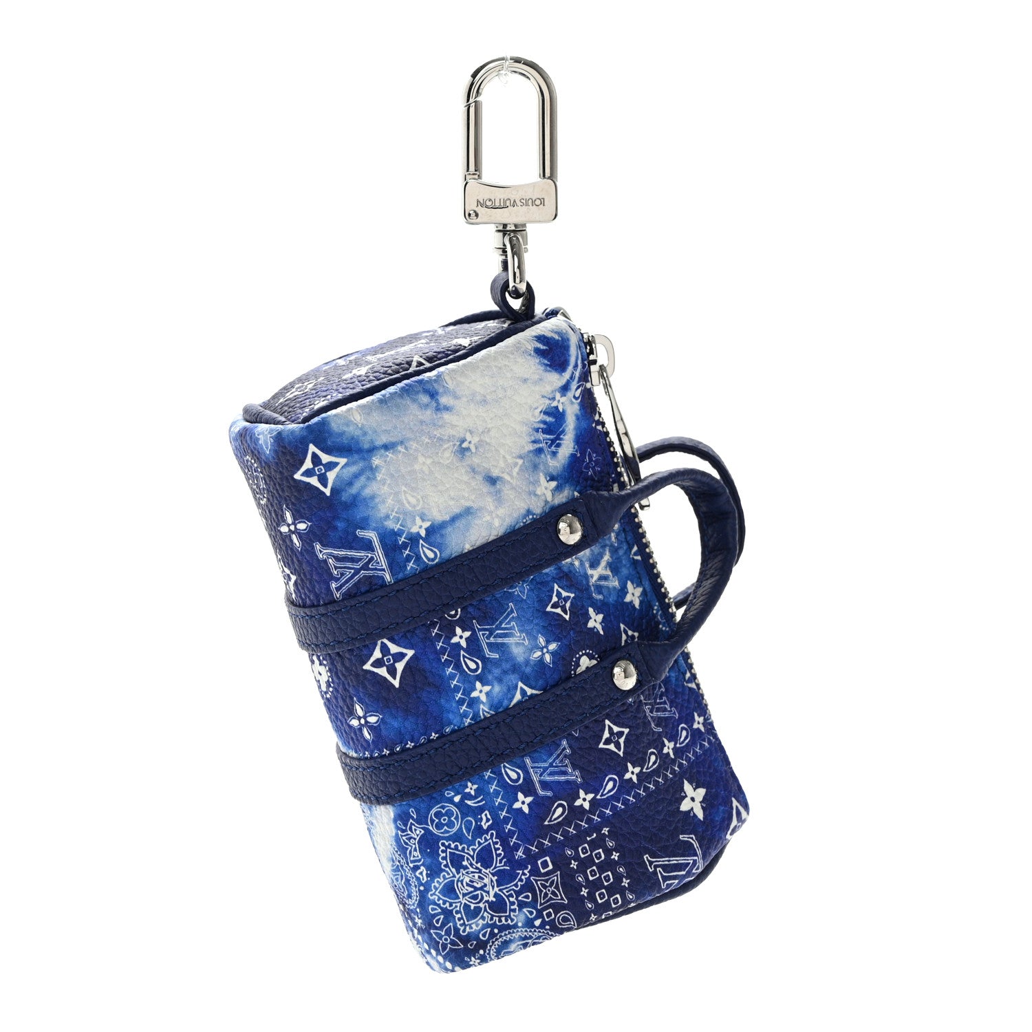 Louis Vuitton Monogram Bandana Mini Keepall Bag Charm Key Holder Blue 1 of 9