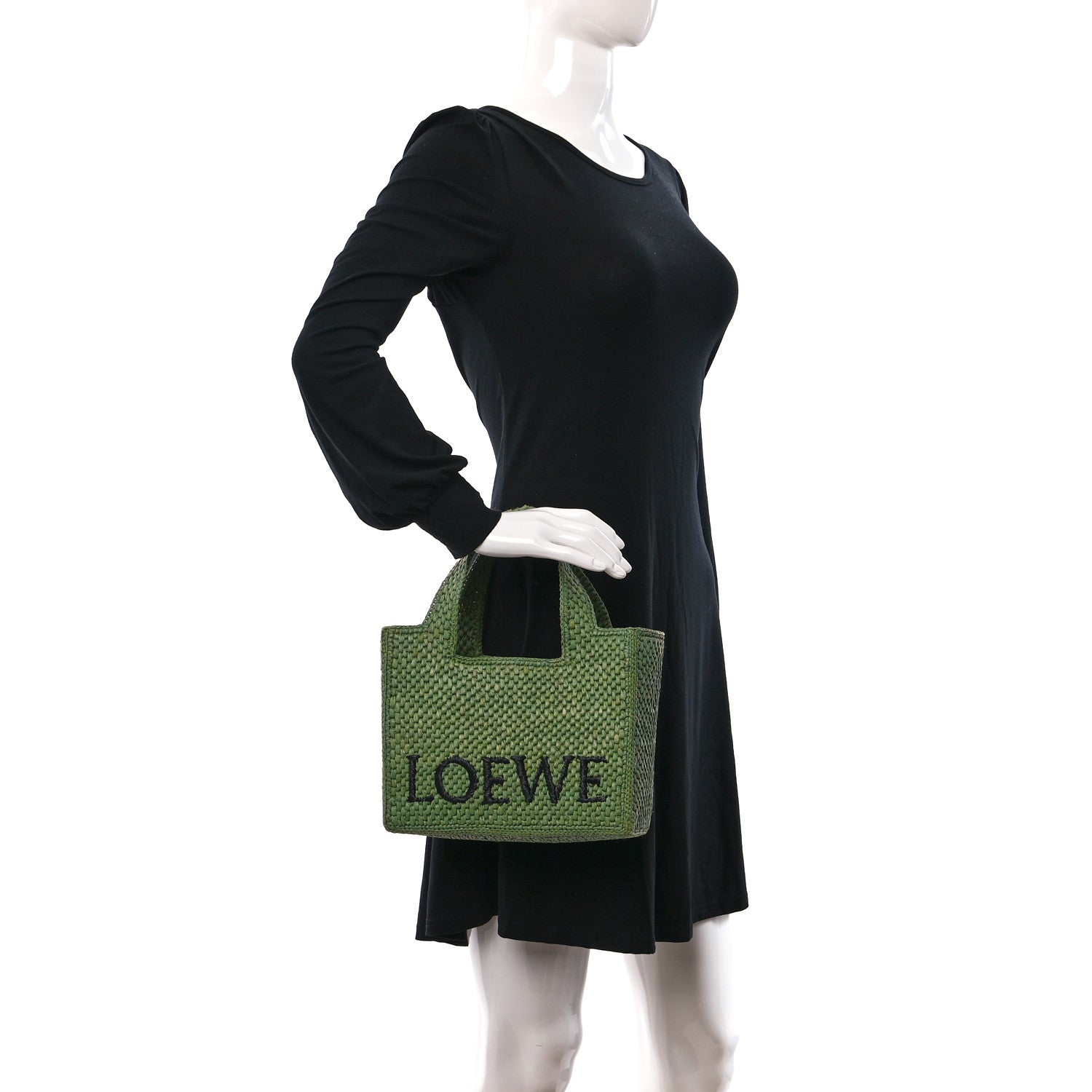 Loewe X PAULA'S IBIZA Raffia Font Tote Green 2 of 9