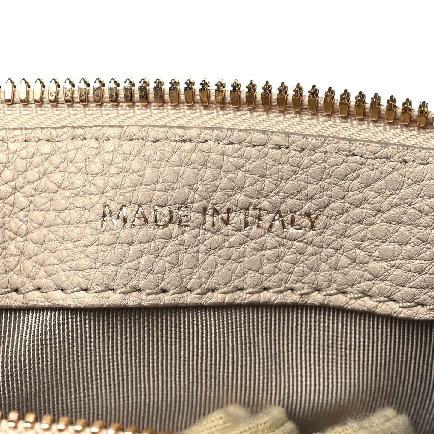 Grained Calfskin Mini Bee Bowling Bag Stone