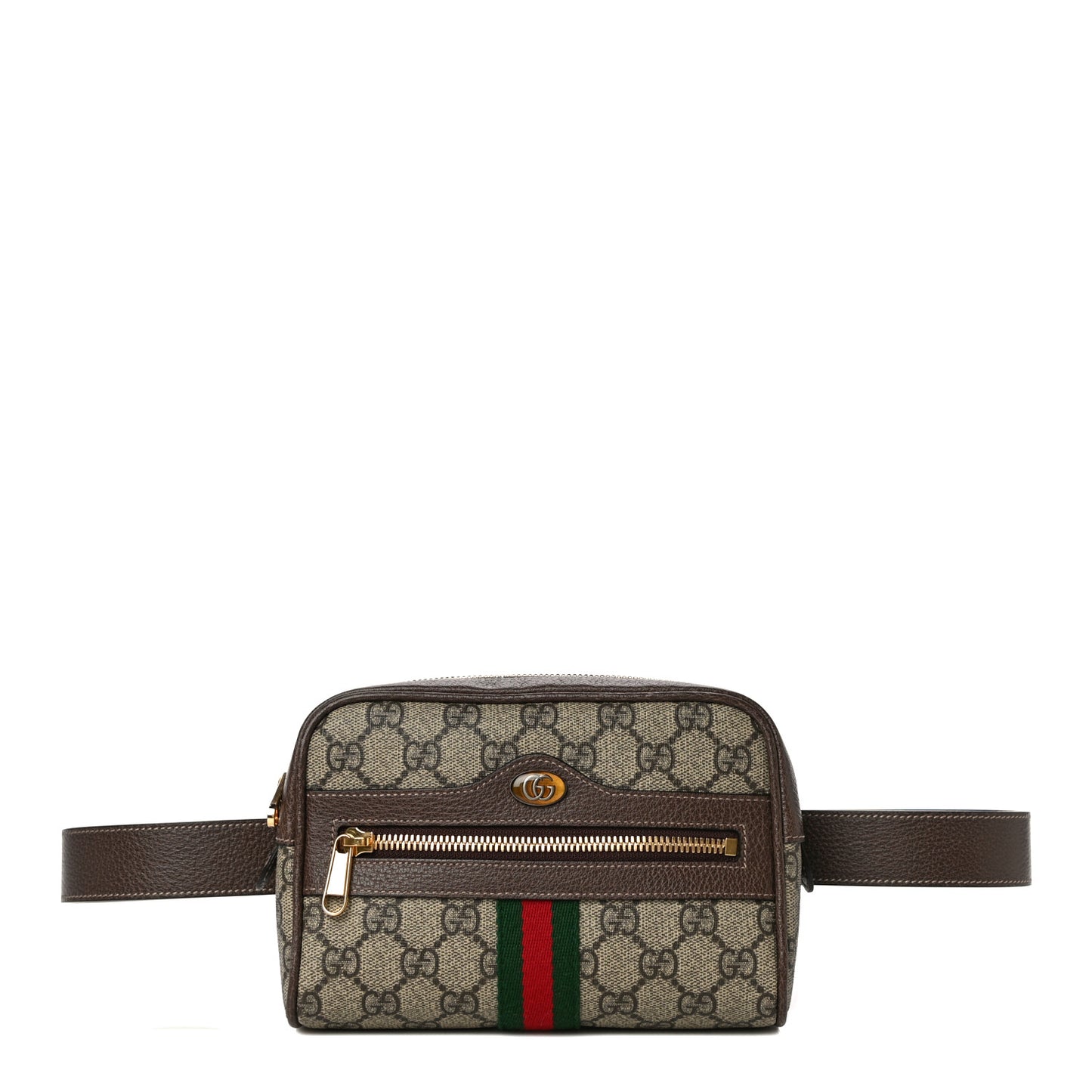 GG Supreme Monogram Web Small Ophidia Belt Bag 85 34 Dark Brown