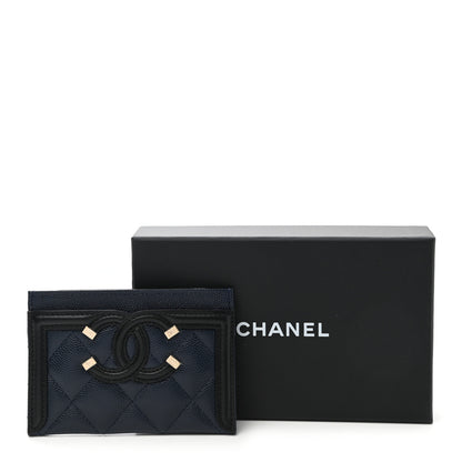 Chanel Caviar Quilted Filigree Card Holder Navy Black 9 of 9