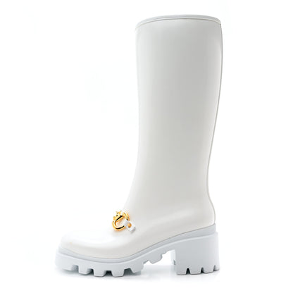 Gucci Rubber Horsebit Knee High Boots 40 Great White 1 of 10