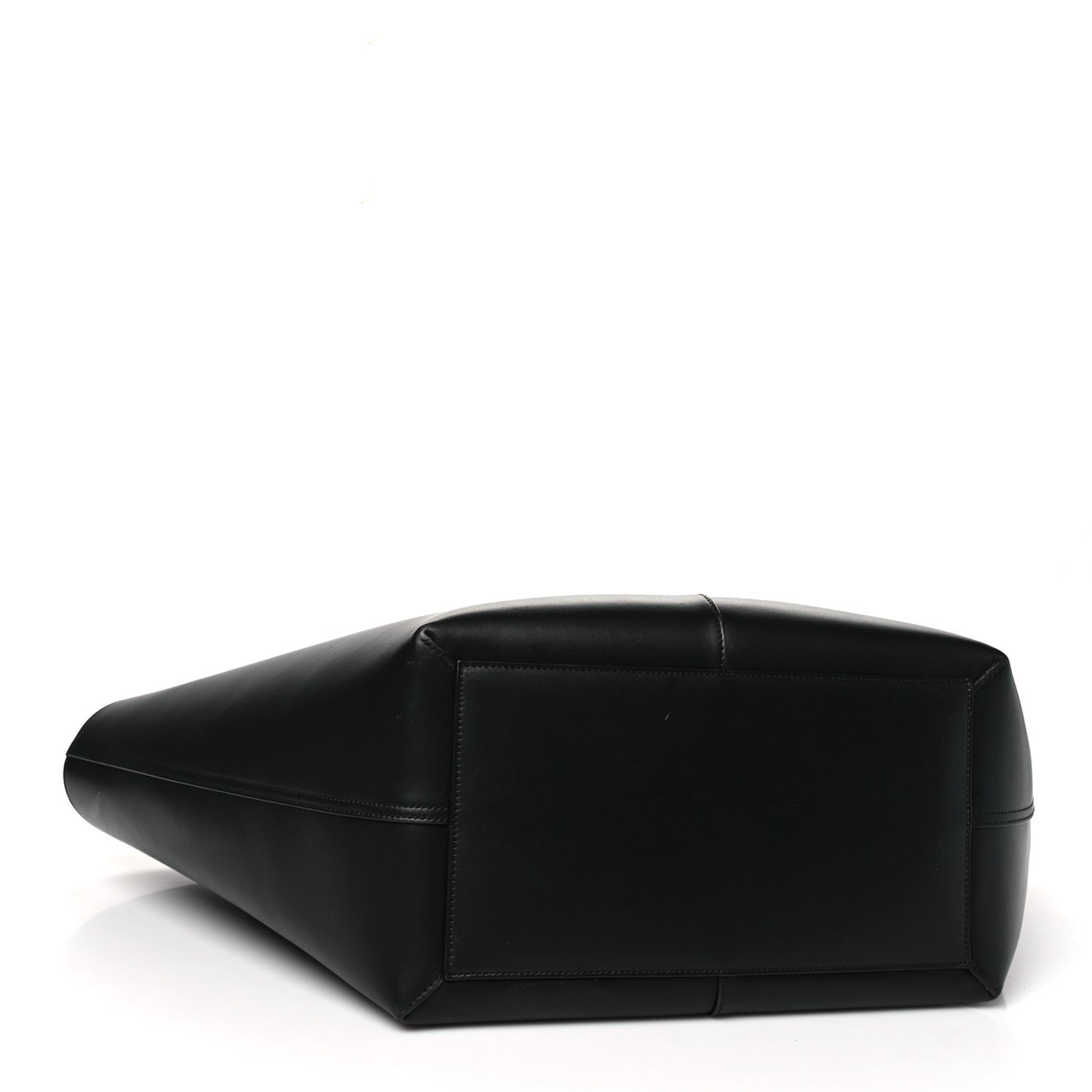 Smooth Calfskin Maxi Trapezoid Shopping Tote Black