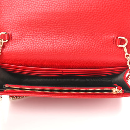 Gucci Pebbled Calfskin Soho Wallet on Chain Hibiscus Red 5 of 8