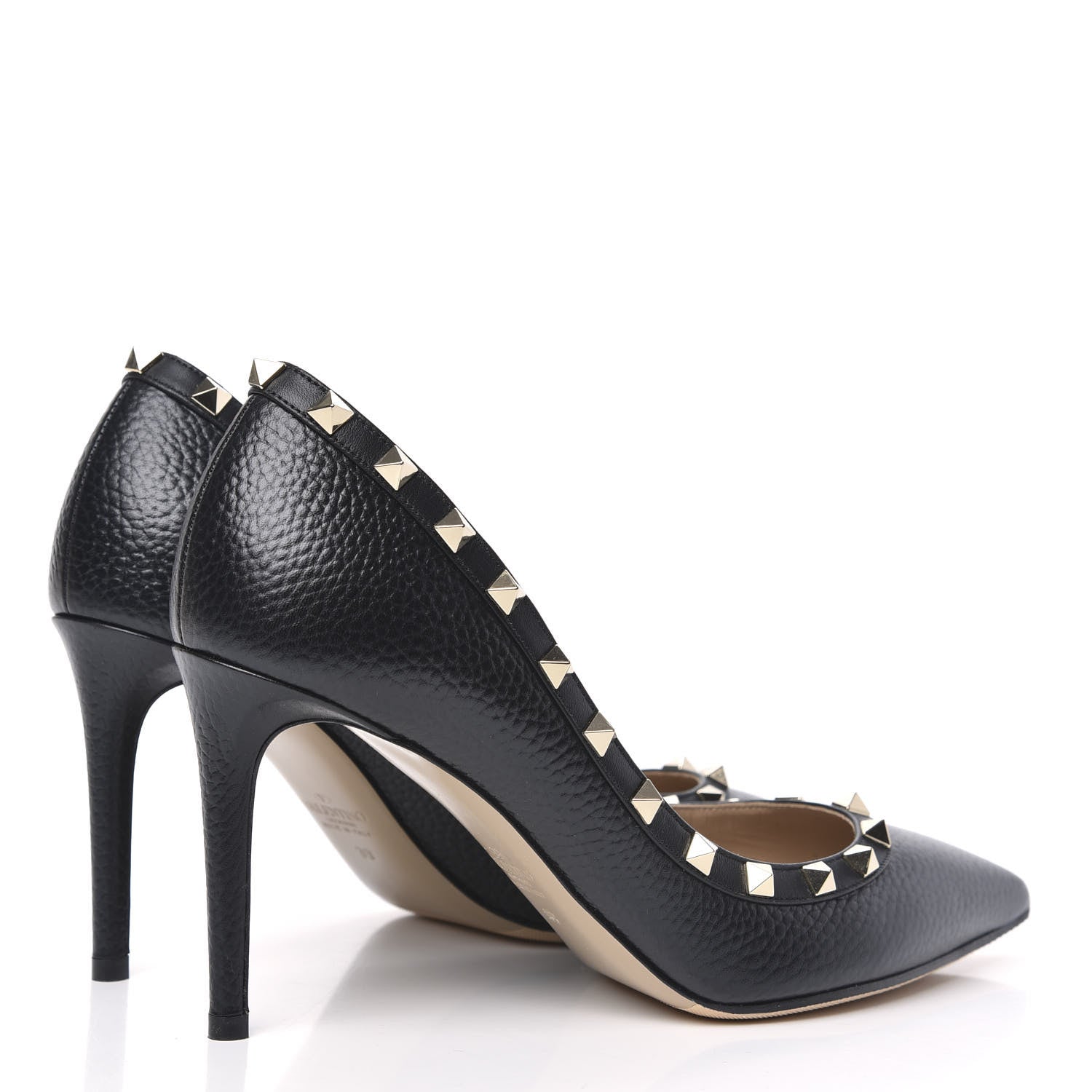 Valentino Garavani Pebbled Calfskin Rockstud 85mm Pumps 39 Black 4 of 8