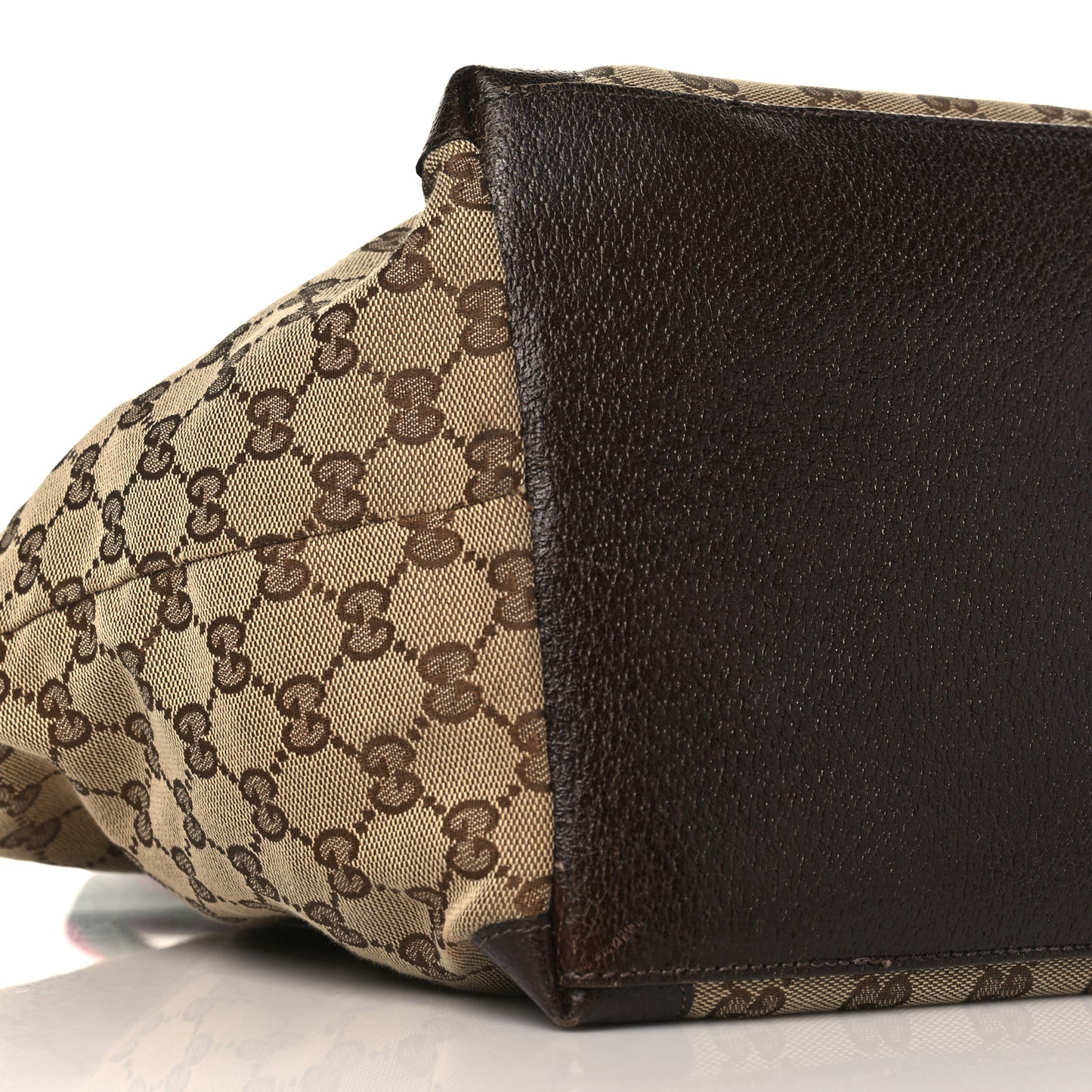 GG Monogram Medium Web Handle Bucket Tote Dark Brown