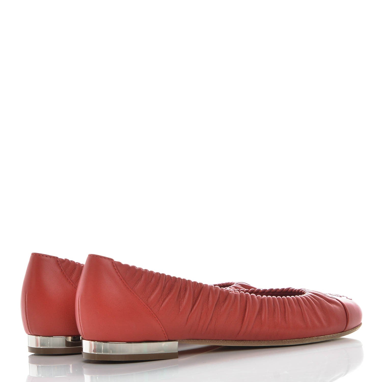 Chanel Lambskin Cap Toe Ballerina Flats 36.5 Red 5 of 8