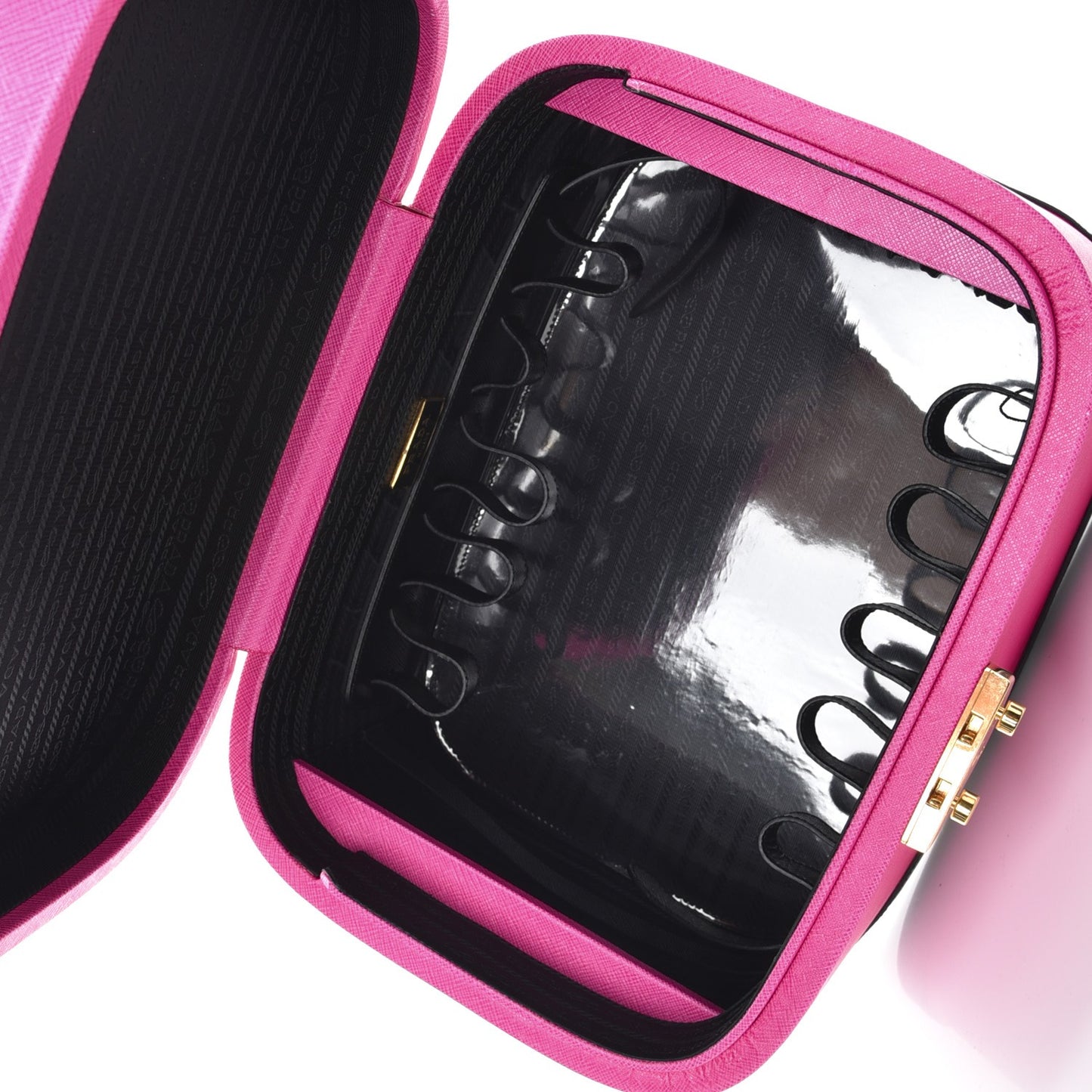 Saffiano Cosmetic Train Case Fuxia