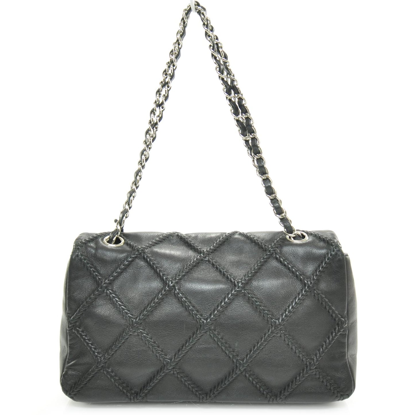 Leather Stitched Small Cells Flap Black