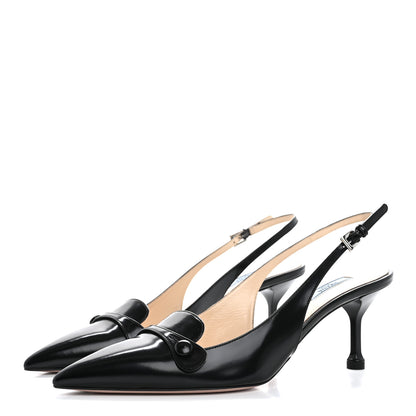 Prada Spazzolato Slingback Pumps 39 Black 4 of 9