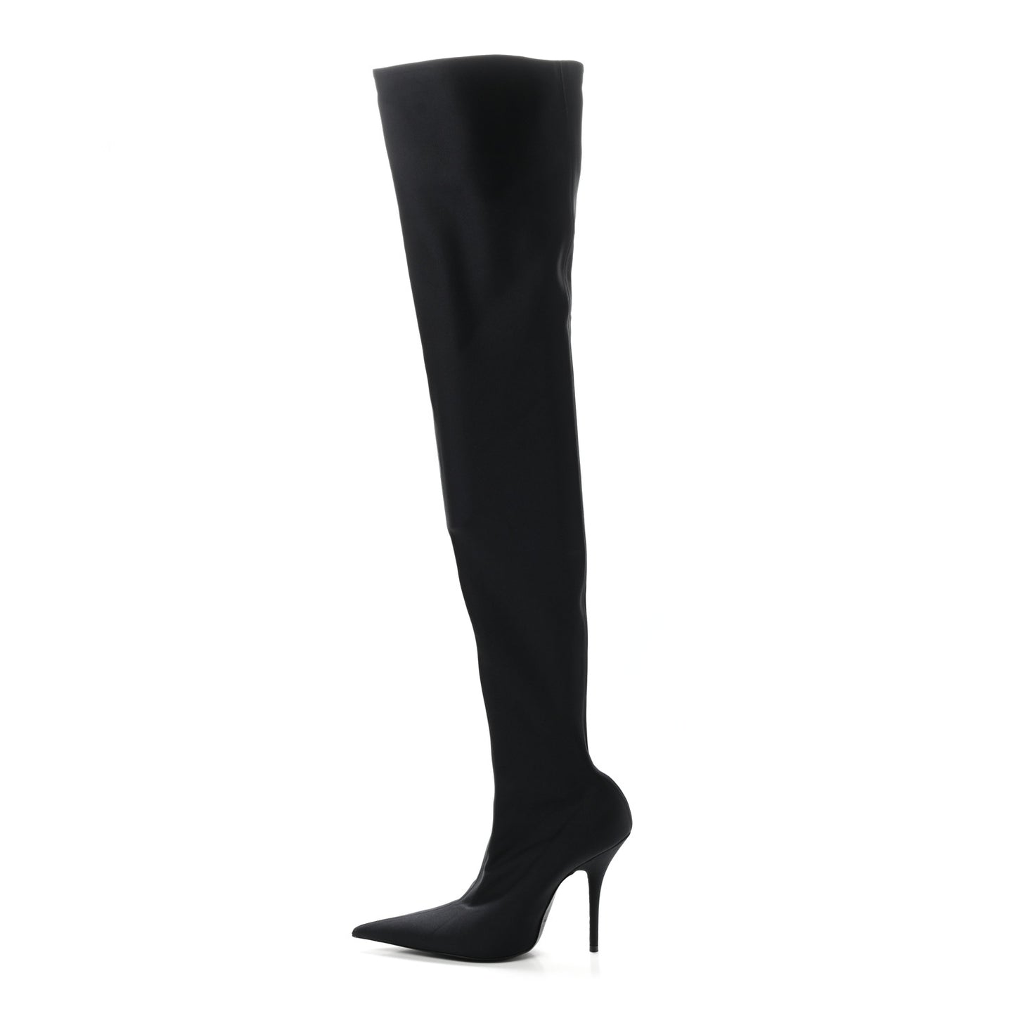 Spandex Pointed Toe Knife Thigh High Boots 40 Black