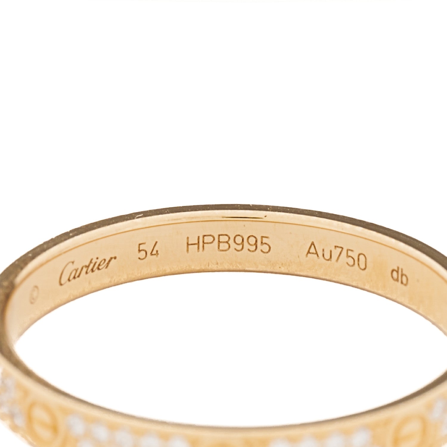 Cartier 18K Yellow Gold Diamond 2.6mm LOVE Paved Band Ring 54 6.75 4 of 5