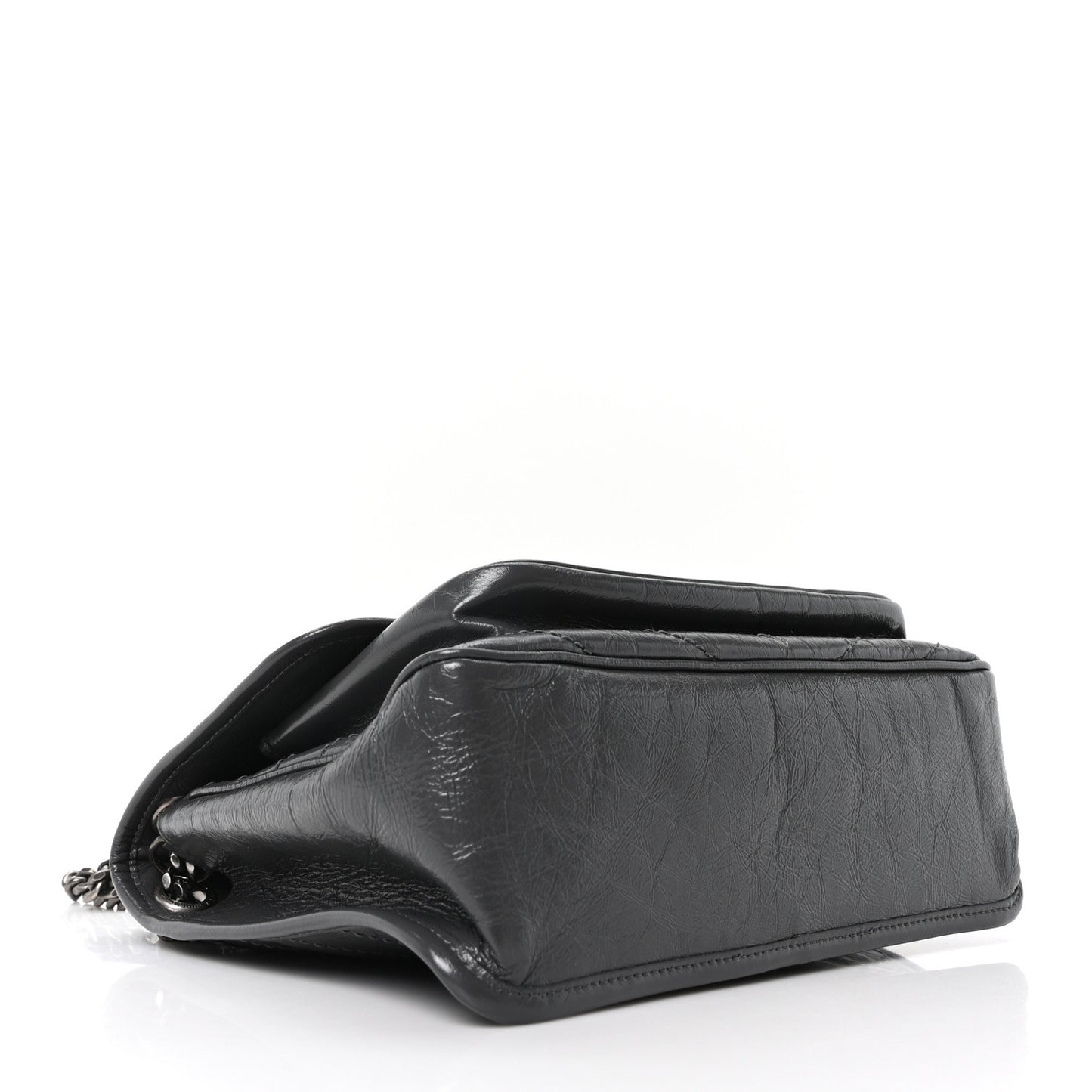 Crinkled Calfskin Matelasse Monogram Medium Niki Chain Satchel Storm