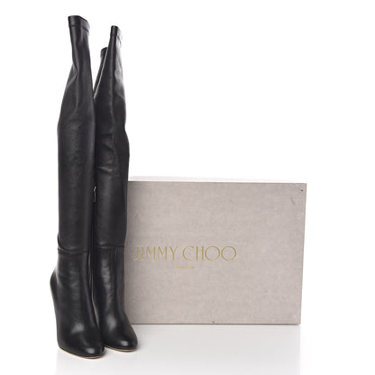 Jimmy Choo Calfskin Stretch Nappa Turner Knee High Boots 36.5 Black 9 of 9