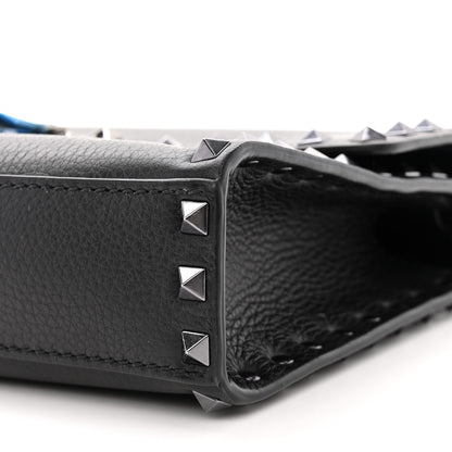 Valentino Garavani Pebbled Calfskin Monochrome Medium Rockstud Flip Lock Crossbody Bag Black 9 of 10