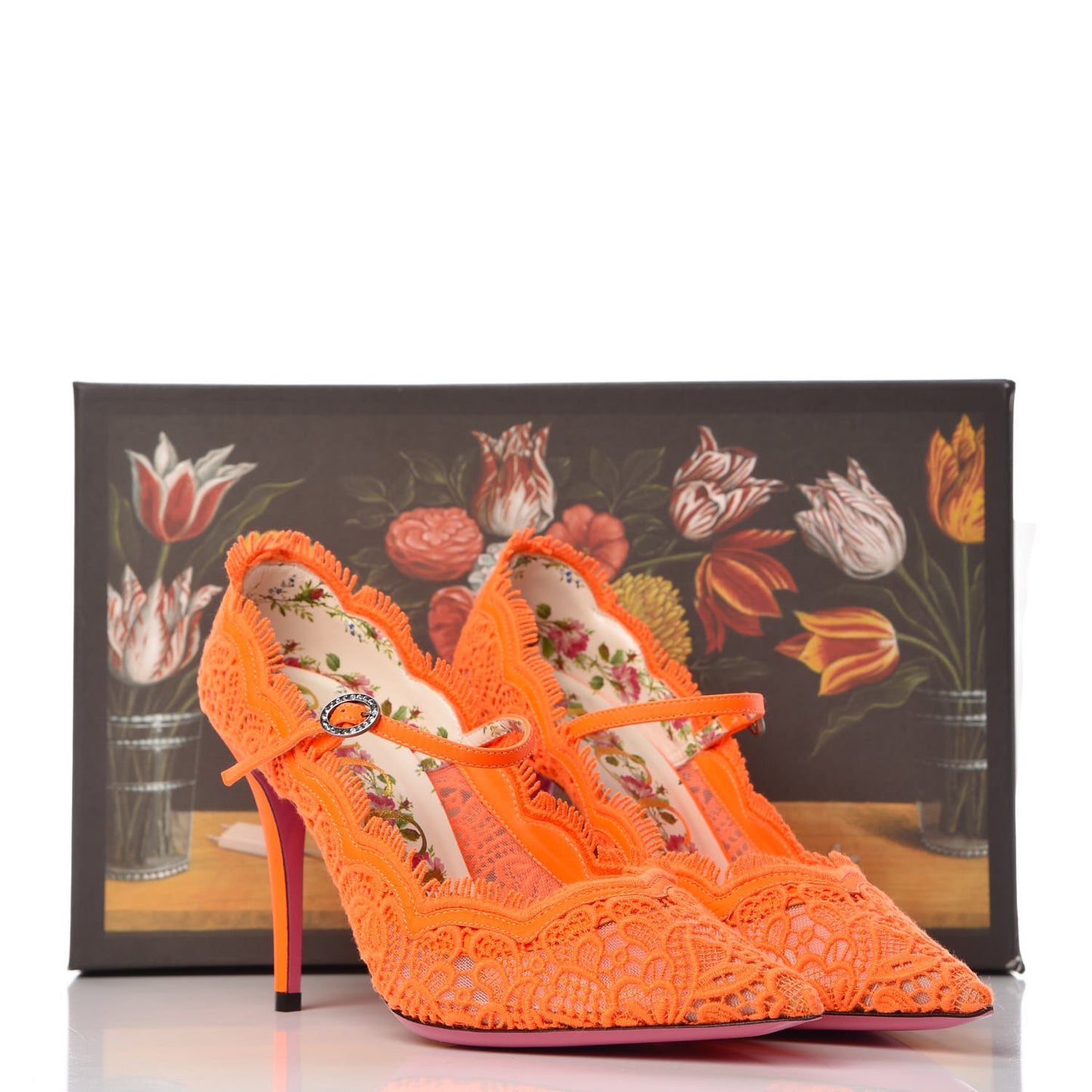 Lace Pizzo Venice Pumps 38 Orange Fluo