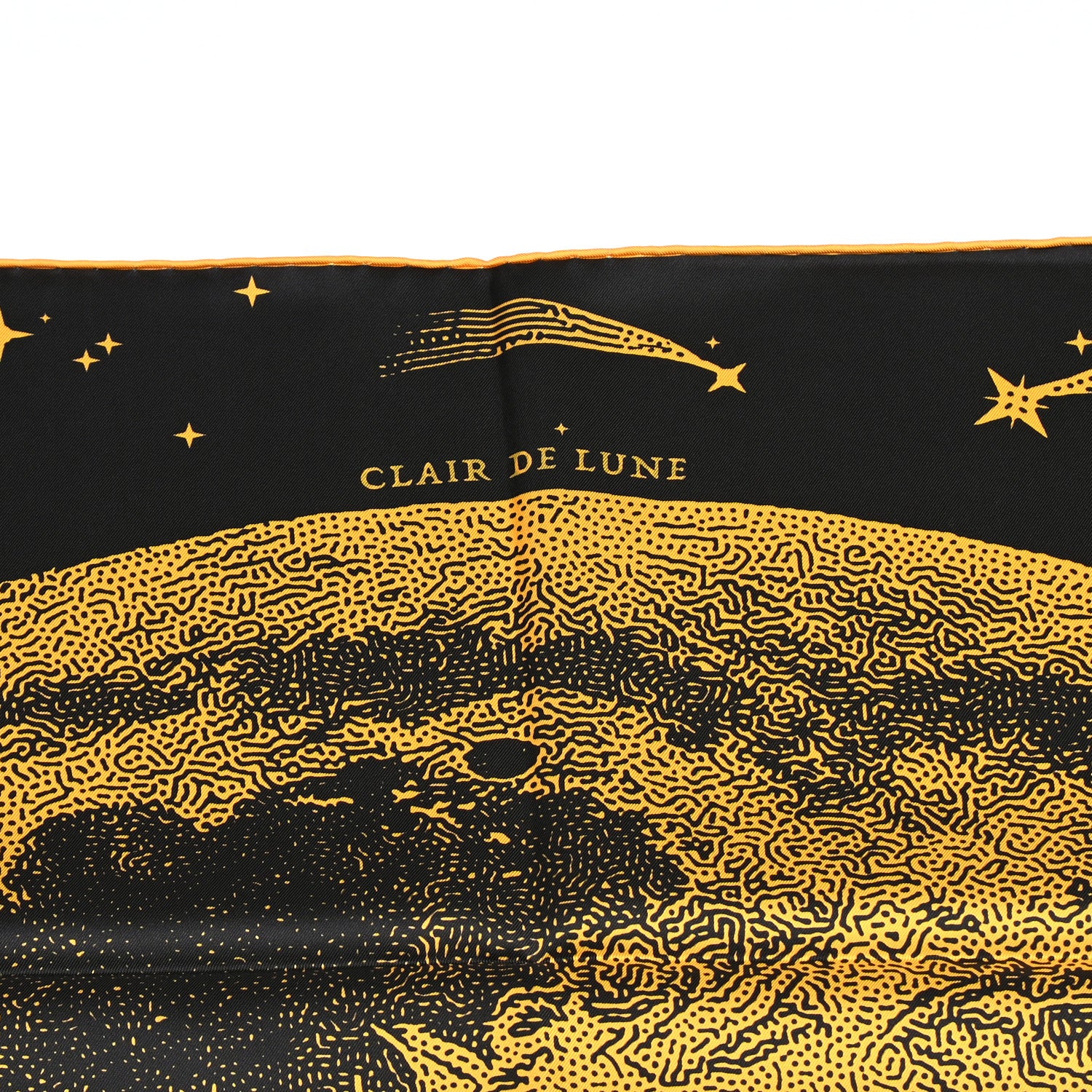 Hermes Silk Clair De Lune Double Face Scarf 90 Black Jaune D'Or Bleu 8 of 9