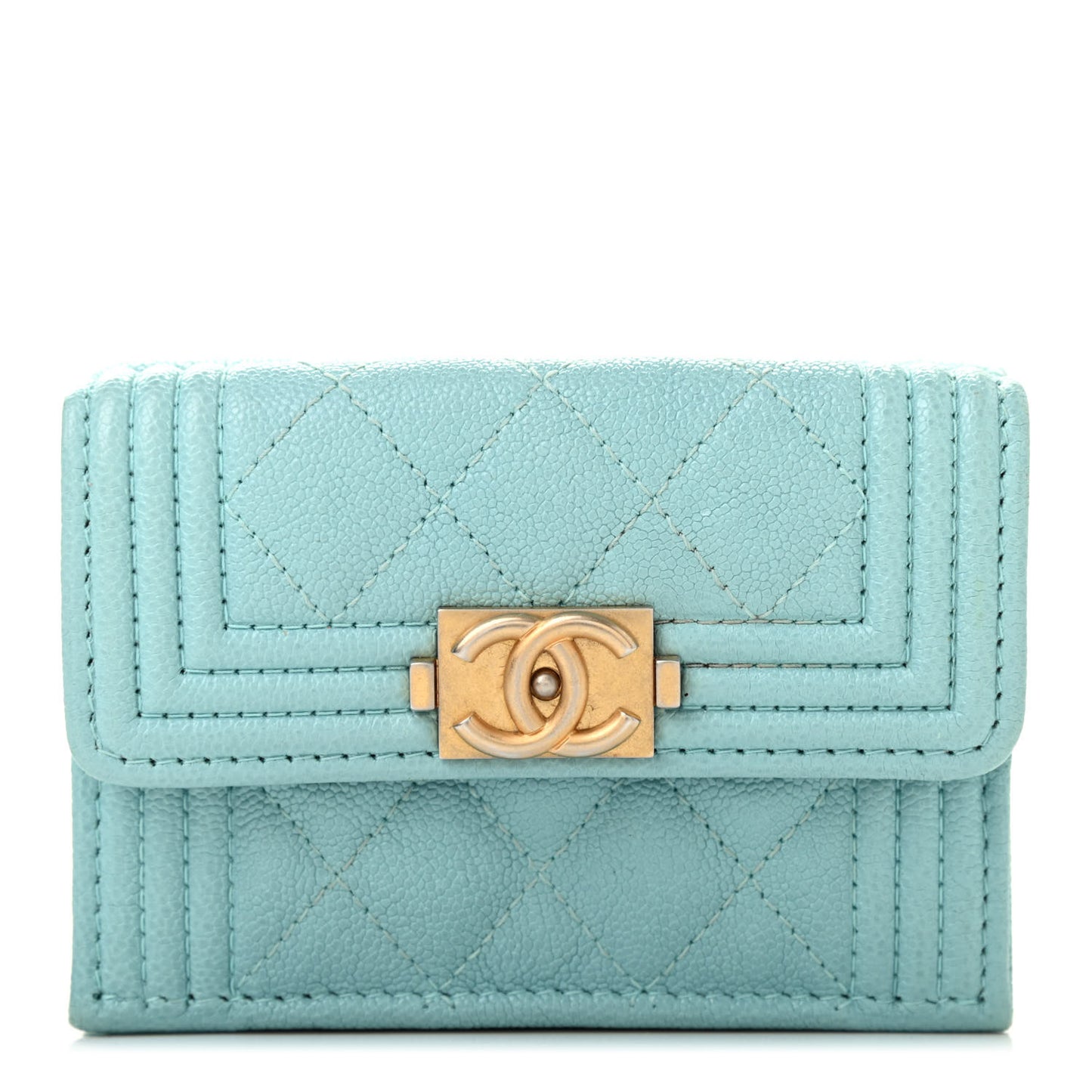 Caviar Quilted Small Boy Flap Wallet Light Blue