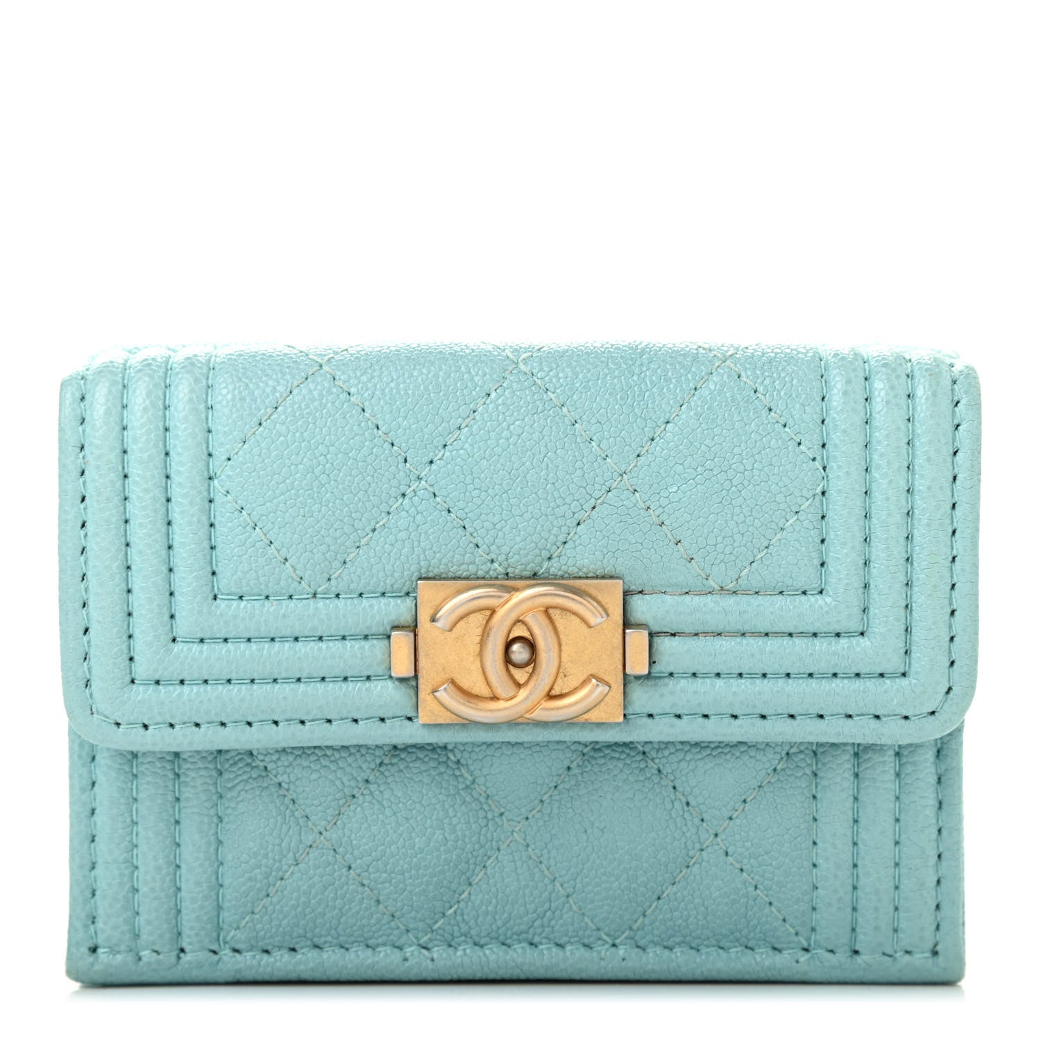 Chanel Caviar Quilted Small Boy Flap Wallet Light Blue 1 of 8