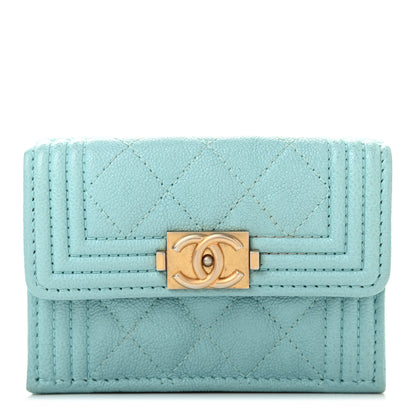 Chanel Caviar Quilted Small Boy Flap Wallet Light Blue 1 of 8