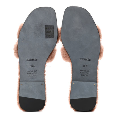 Hermes Woolskin Oran Sandals 36.5 Rose Aube 4 of 4