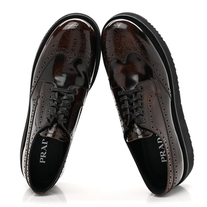 Prada Spazzolato Fume Brogue Derby Loafers 40.5 Bruciato 2 of 11