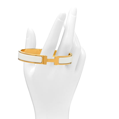 Hermes Matte Enamel Narrow Clic Clac HH Bracelet GM White 3 of 5