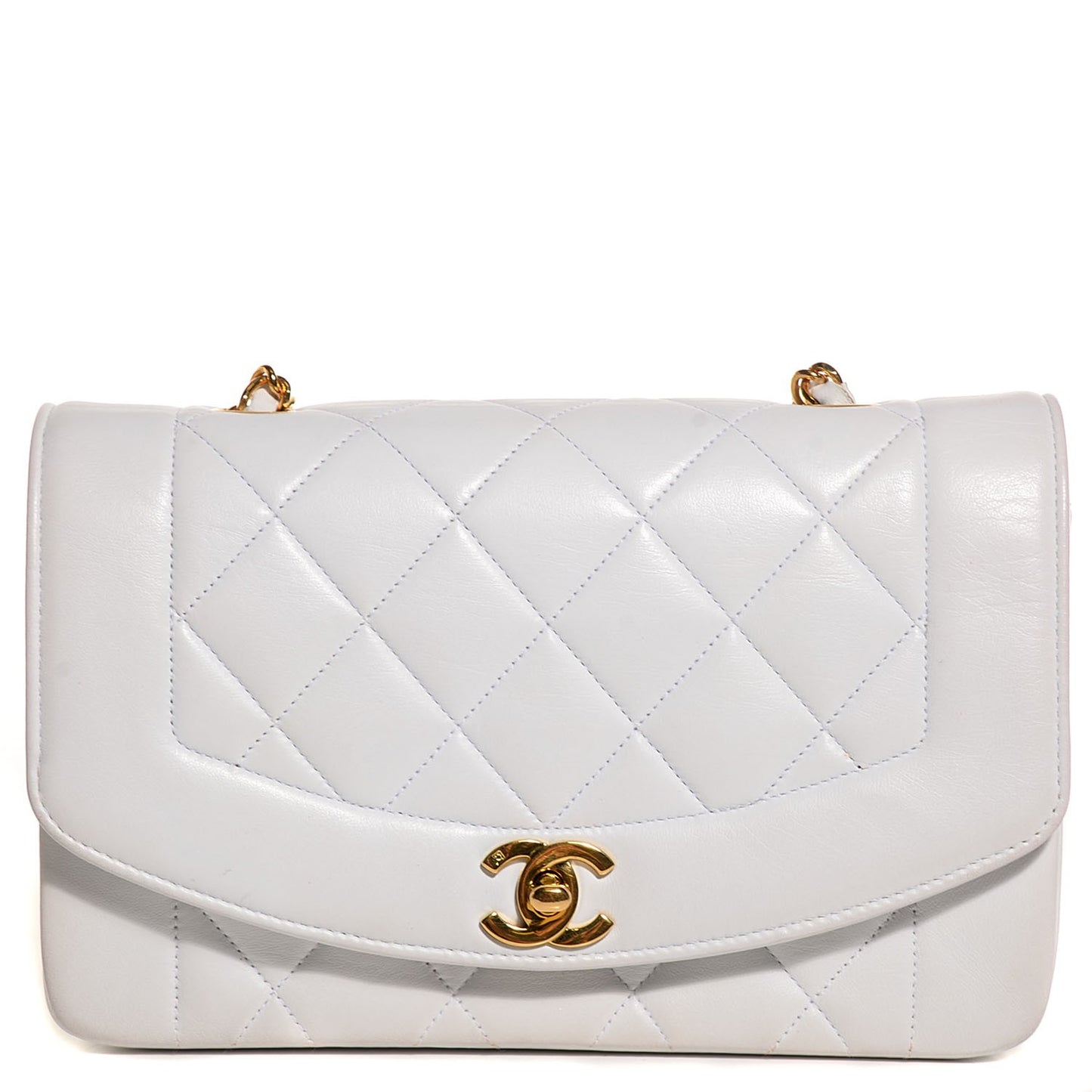 Quilted Lambskin Small Single Flap White