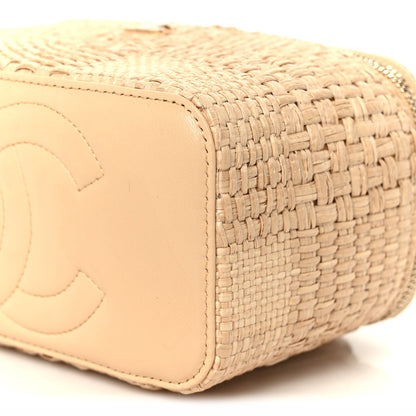Chanel Braided Raffia Quilted Top Handle Slim Vanity Case With Chain Beige 11 of 11