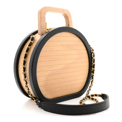 Chanel Beech Wood Lambskin Round CC Vanity Case Black 3 of 12