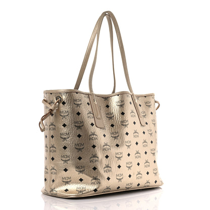 MCM Metallic Visetos Medium Liz Reversible Shopper Tote Gold 4 of 21