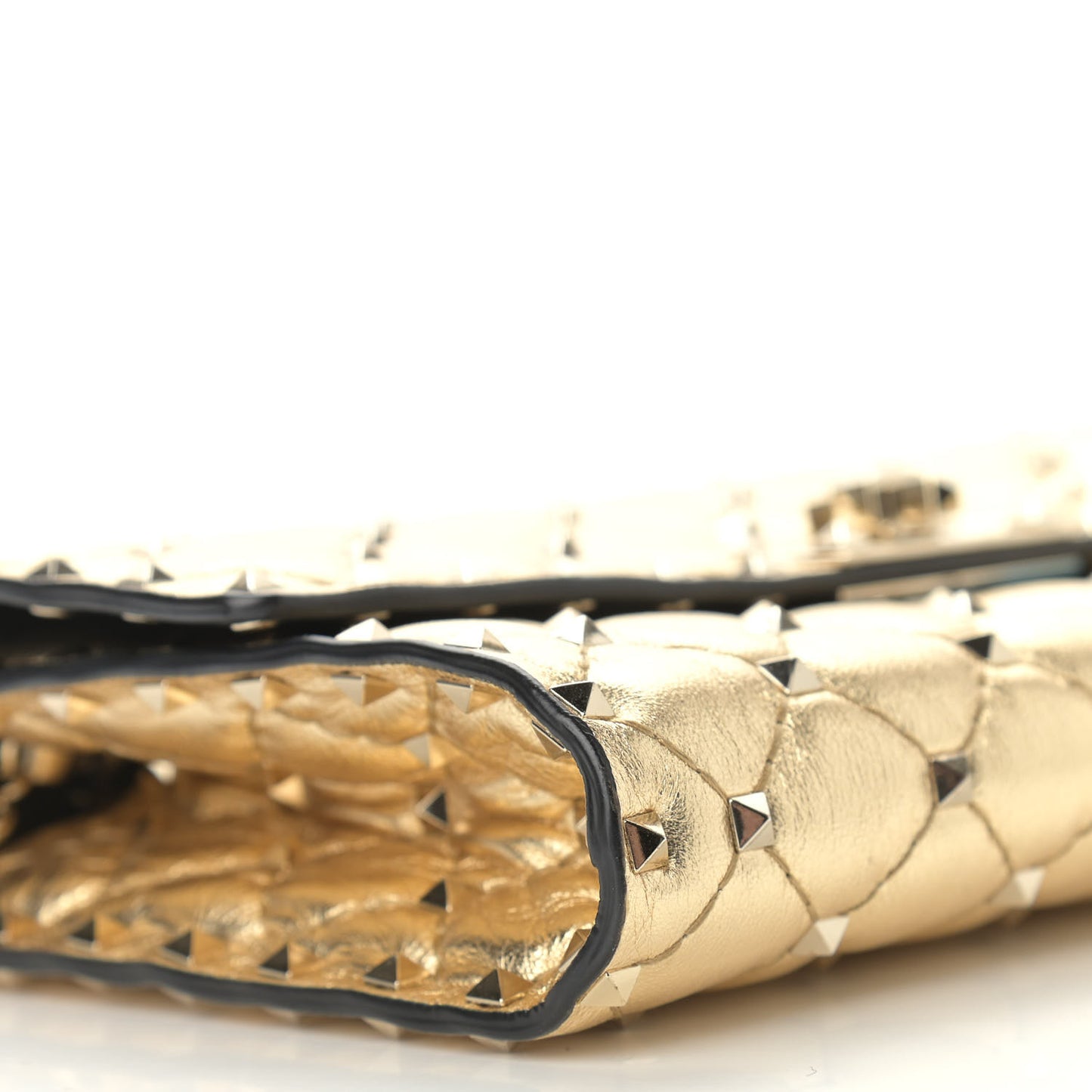 Metallic Nappa Rockstud Spike Wallet on Chain Mekong