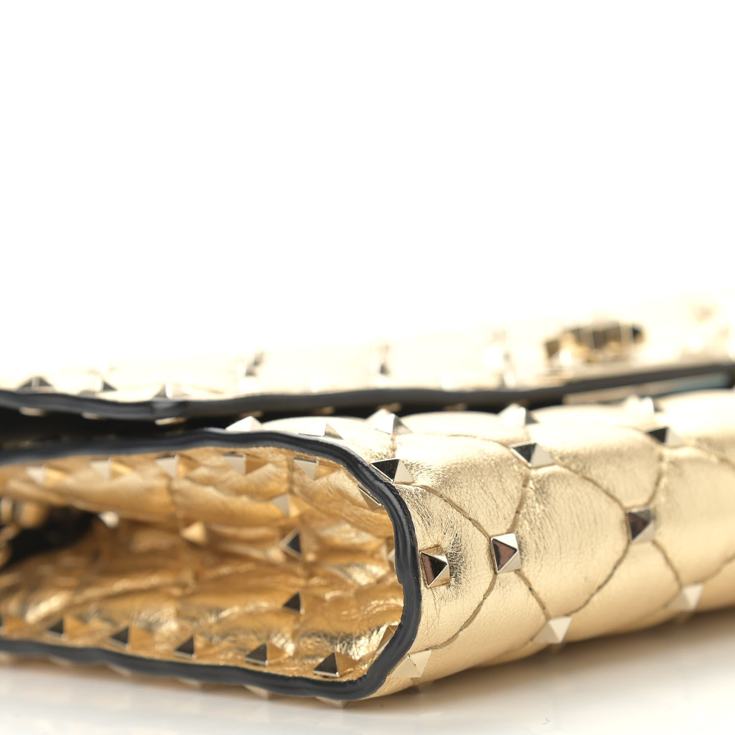 Valentino Garavani Metallic Nappa Rockstud Spike Wallet on Chain Mekong 7 of 9
