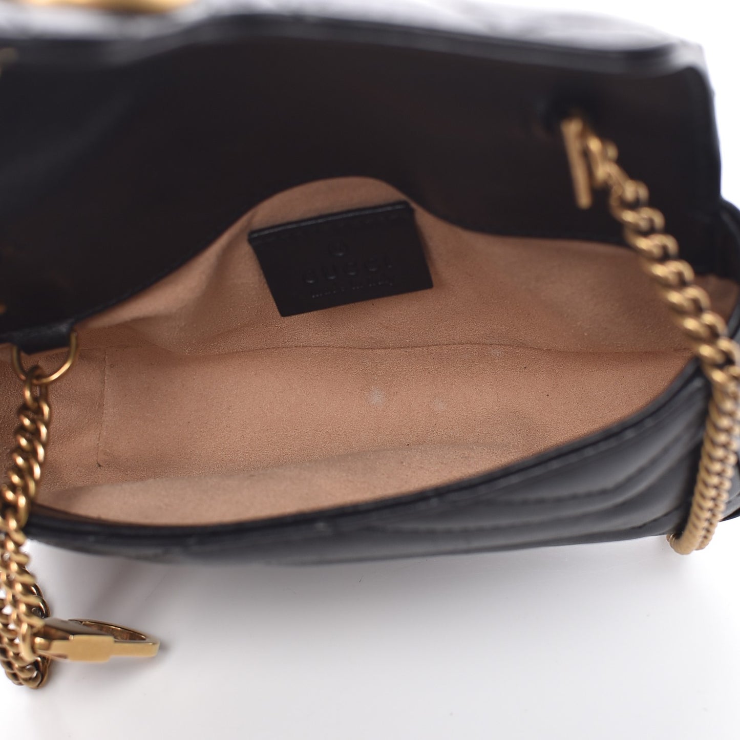 Calfskin Matelasse Super Mini GG Marmont Shoulder Bag Black