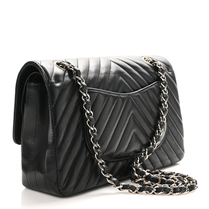 Chanel Lambskin Chevron Quilted Medium Double Flap Black 3 of 10