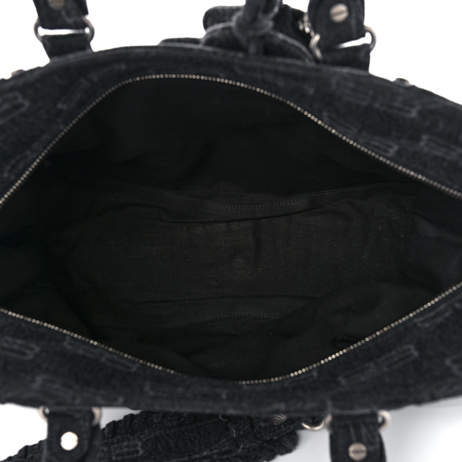 Balenciaga Washed Denim BB Monogram Neo Cagole City Handbag Black 6 of 11