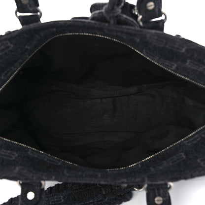 Balenciaga Washed Denim BB Monogram Neo Cagole City Handbag Black 6 of 11