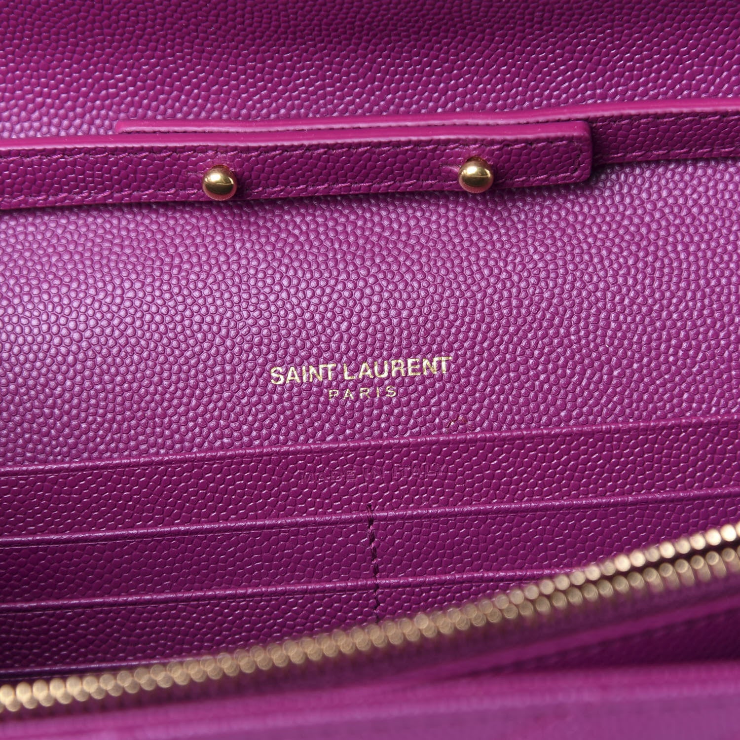 Saint Laurent Grain De Poudre Matelasse Chevron Monogram Chain Wallet Dark Grape 8 of 9
