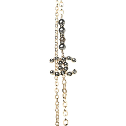 Chanel Pearl Crystal CC Long Necklace Gold 4 of 5