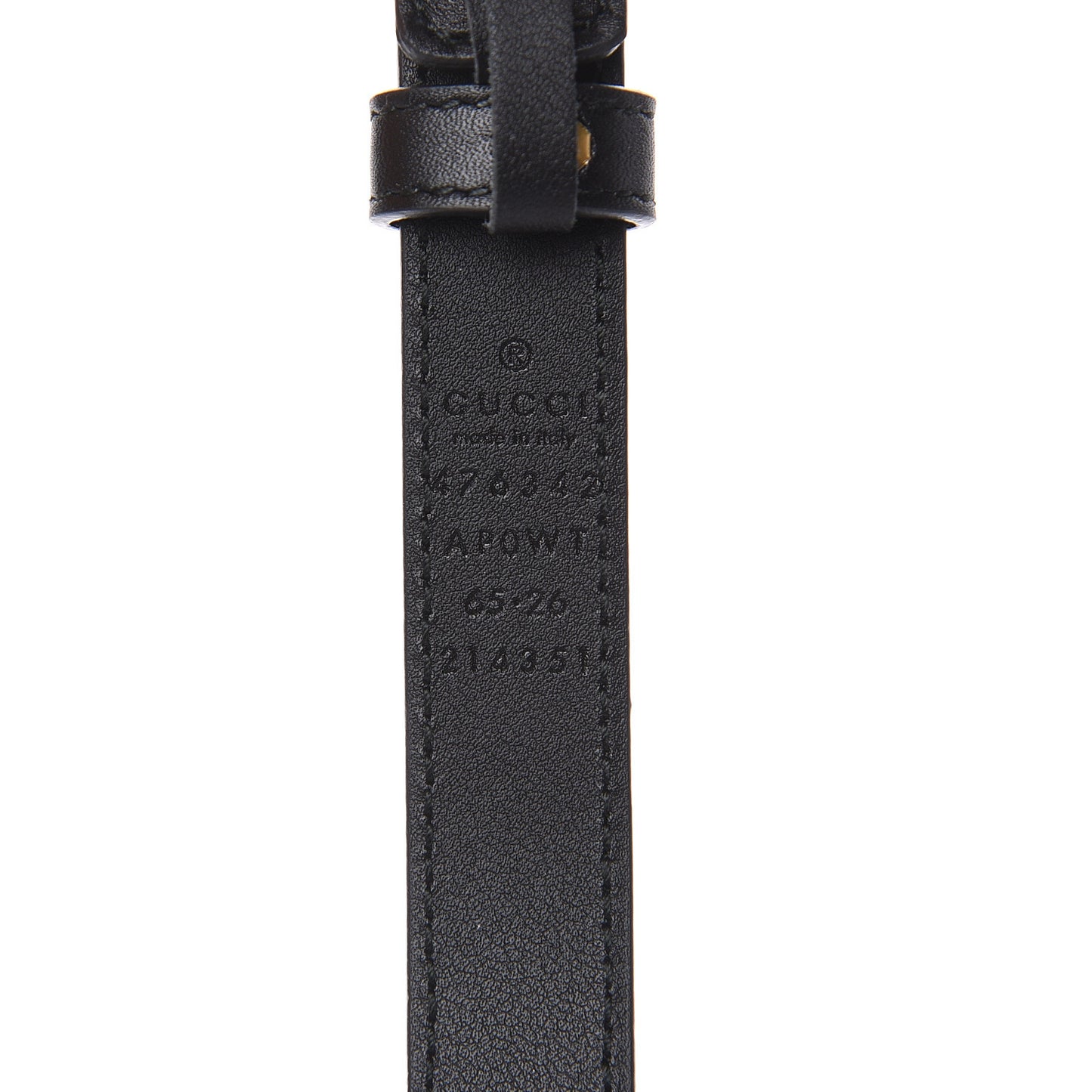 Calfskin Pearl Double G 20mm Belt 65 26 Black Cream