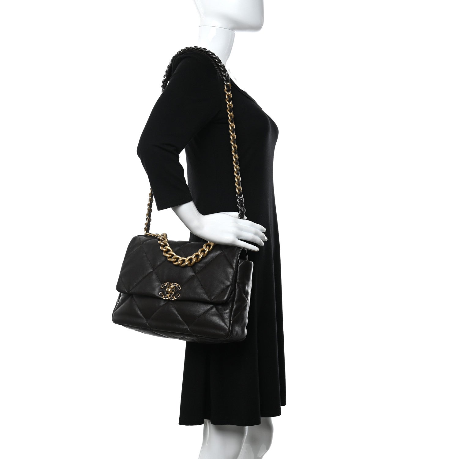 Chanel Lambskin Quilted Large Chanel 19 Flap Dark Brown 2 of 13