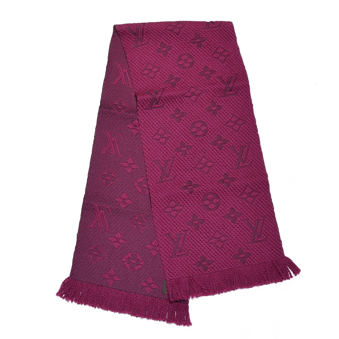 Wool Silk Logomania Scarf Cherry