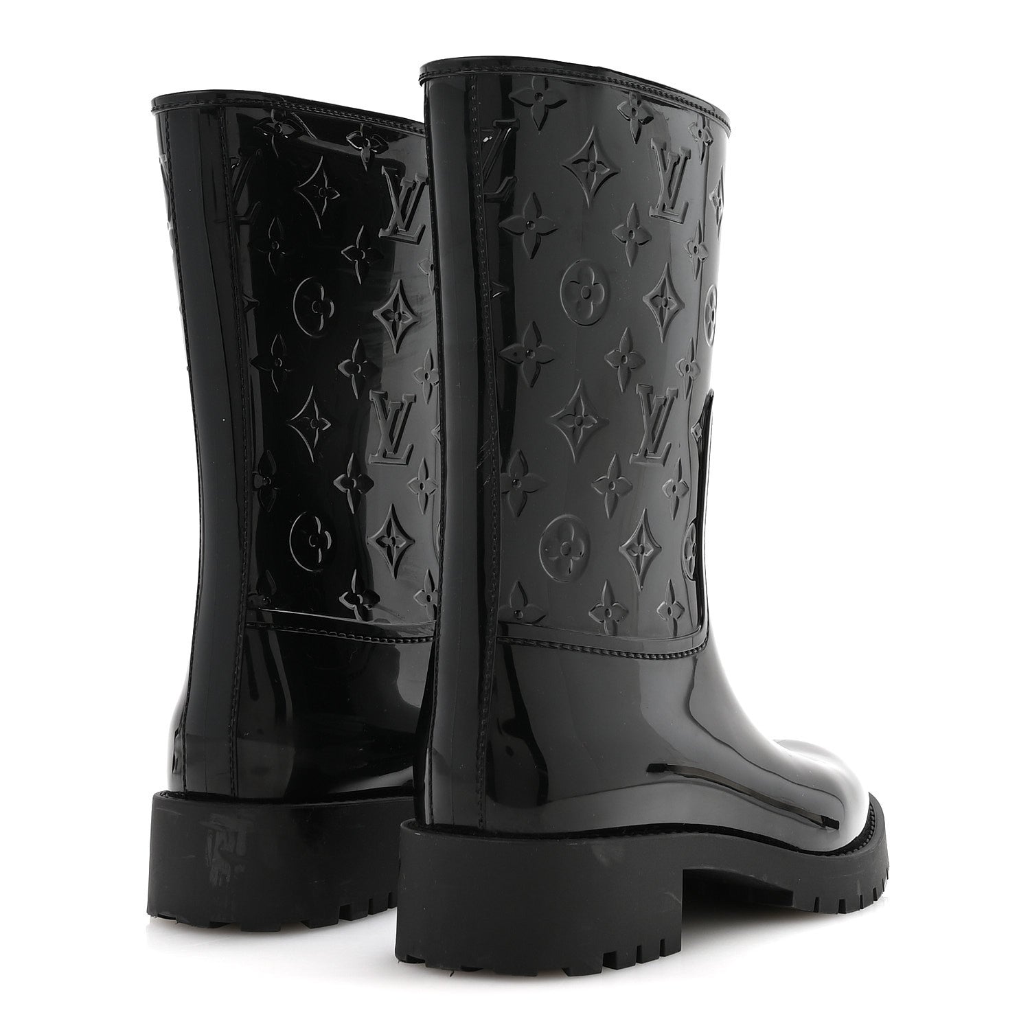 Louis Vuitton Rubber Embossed Monogram Splash Rain Short Boots 39 Black 5 of 7