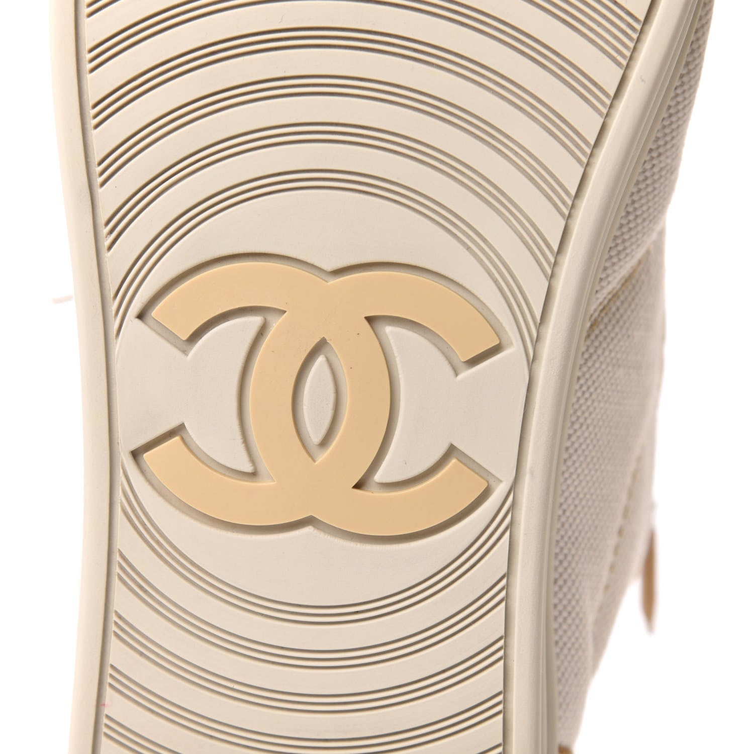 Chanel Toile Suede CC High Top Sneakers 38.5 Beige White 6 of 6