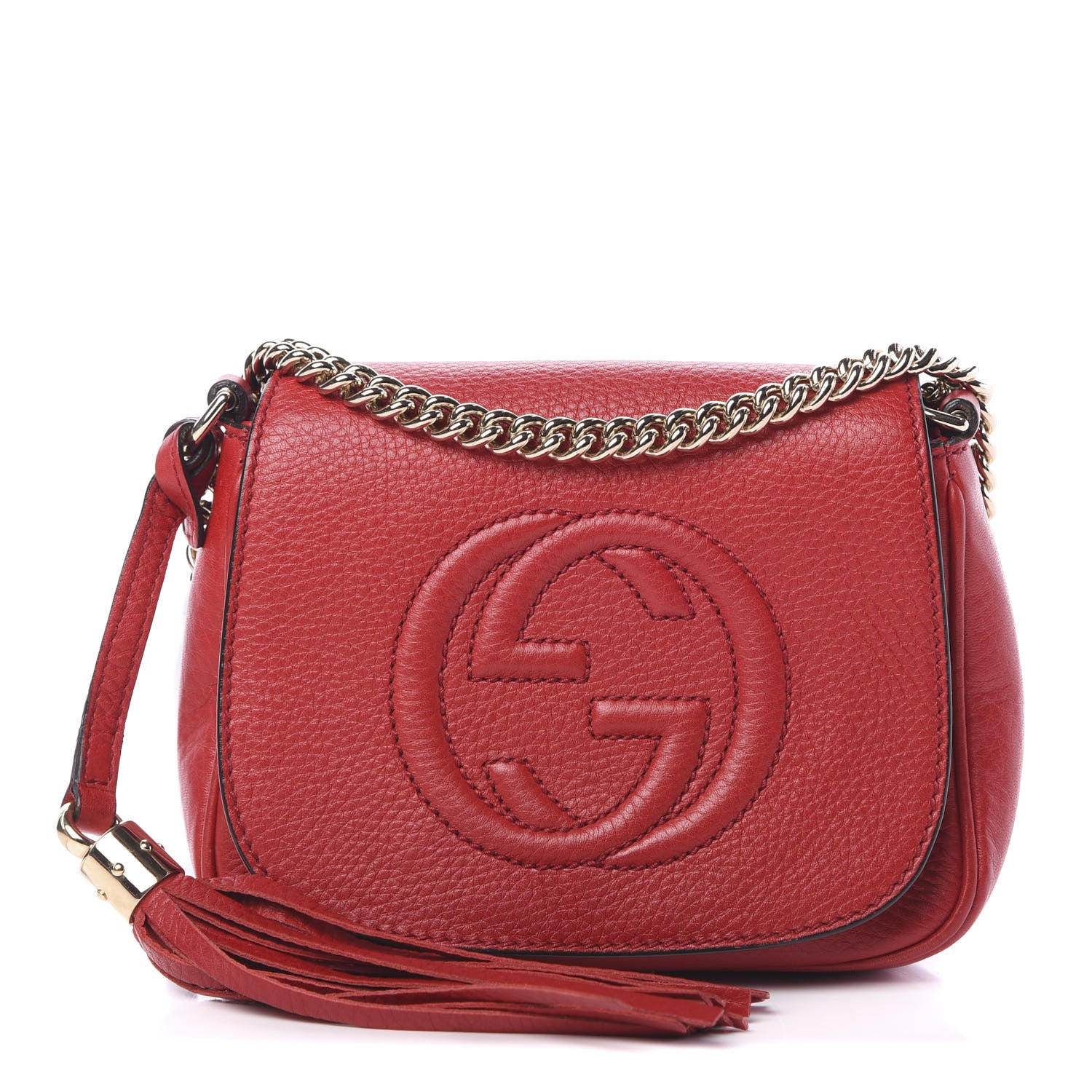 Gucci Pebbled Calfskin Small Soho Flap Crossbody Red 1 of 11