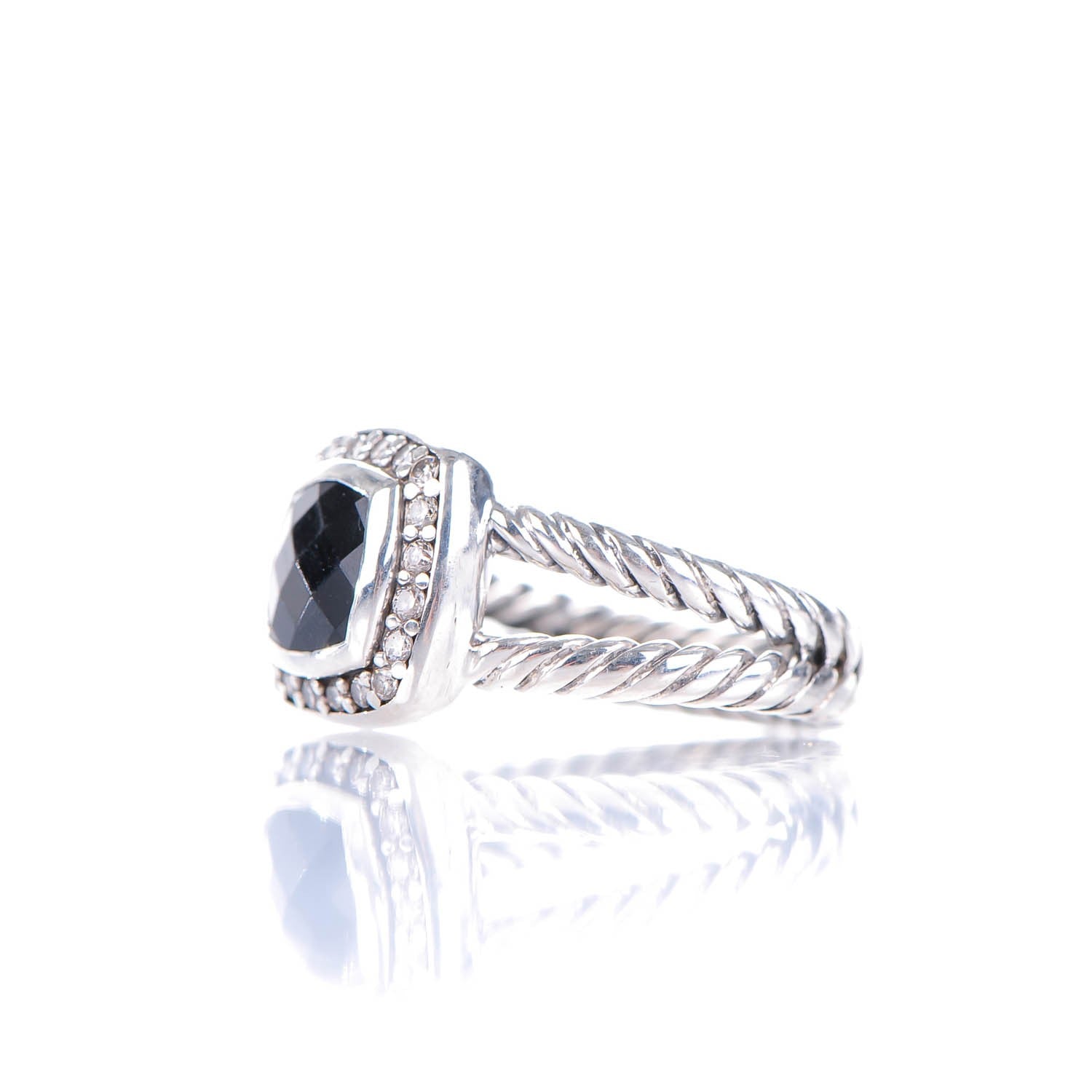 David Yurman Sterling Silver Diamond Black Onyx 7mm Petite Albion Ring 50 5.5 3 of 6
