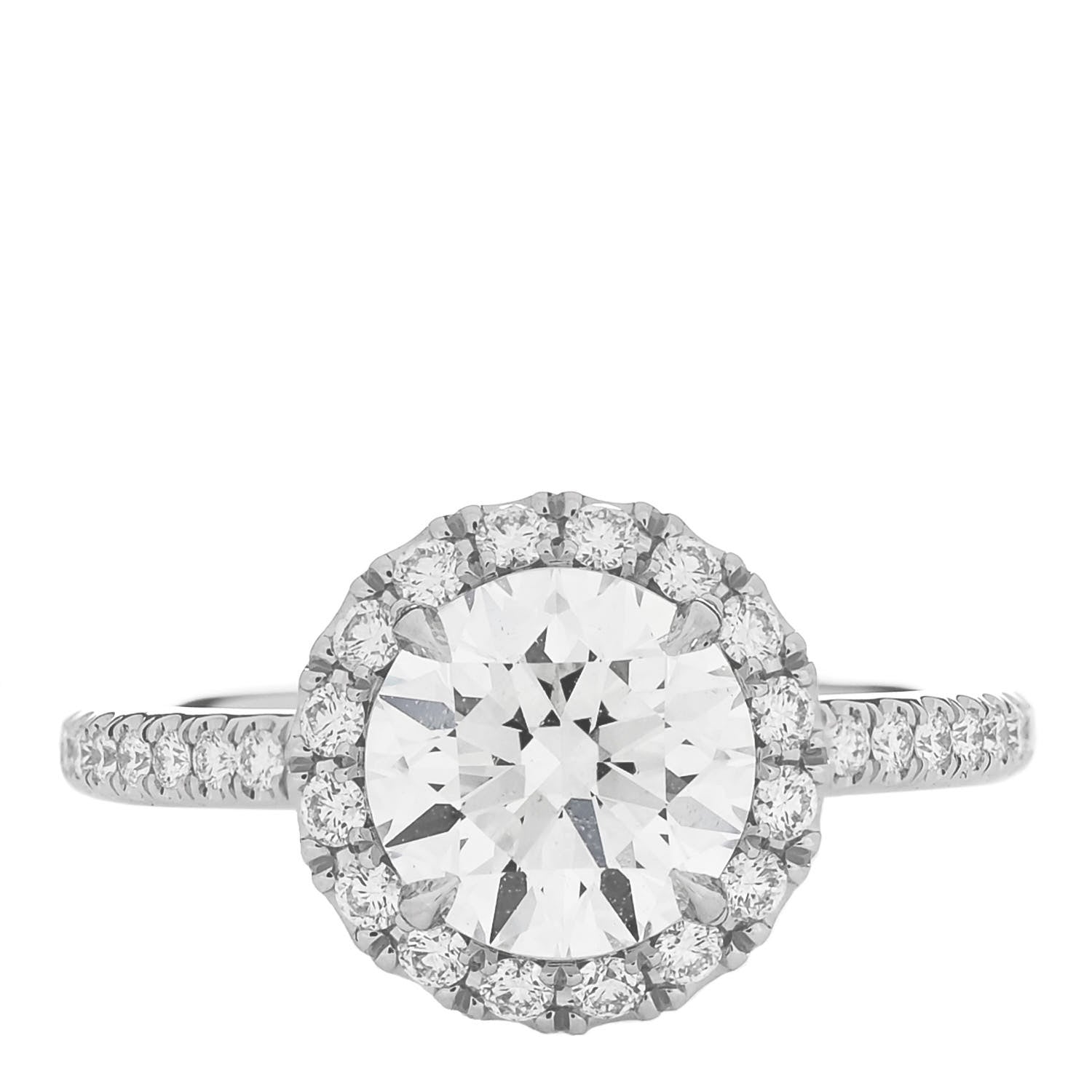 Harry Winston Platinum Diamond 1.41ct The One Round Brilliant Micropave Engagement Ring 47 4.25 1 of 7