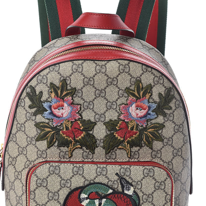 Gucci GG Supreme Monogram Web Kingsnake Heart Embroidered Small Day Backpack Red 7 of 9