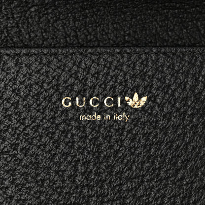 Gucci X ADIDAS Textured Dollar Calfskin Trefoil Embossed Wallet On Chain Off White Black 6 of 17